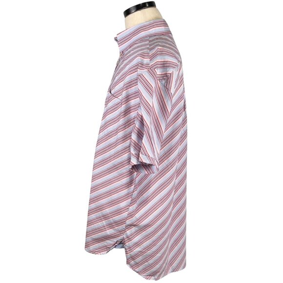 Tommy Hilfiger Mens XL Red/Blue Striped Short Sleeve Button-Down Shirt 2004 - Picture 2 of 10